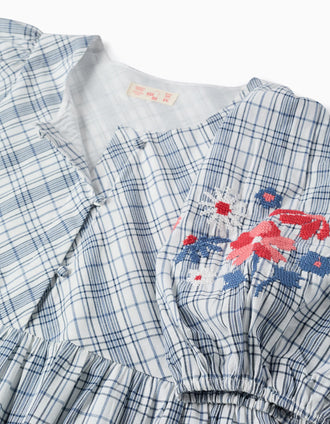Vestido con Cuadros, Bordados y Volantes para Mujer 'You&Me', Multicolor