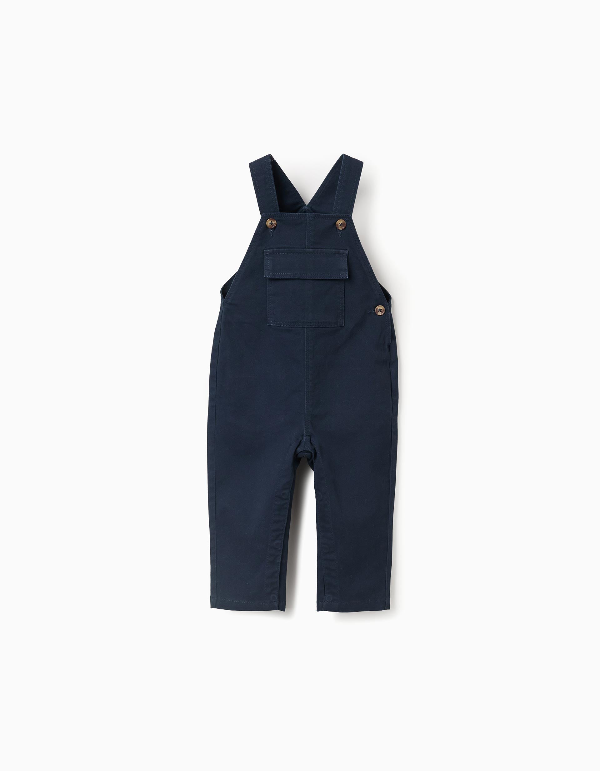 Twill dungarees with front pocket for baby boys, dark blue