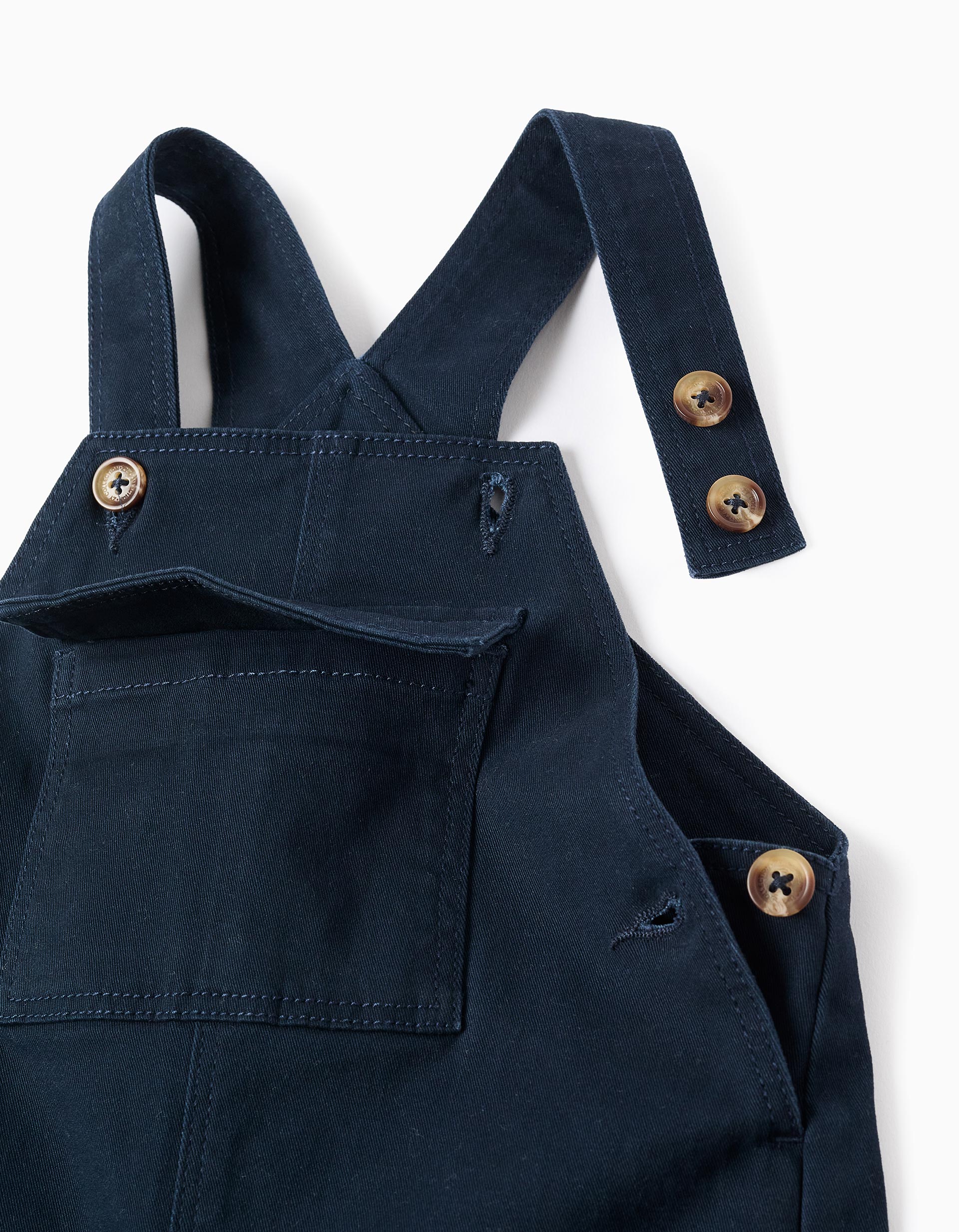 Twill dungarees with front pocket for baby boys, dark blue