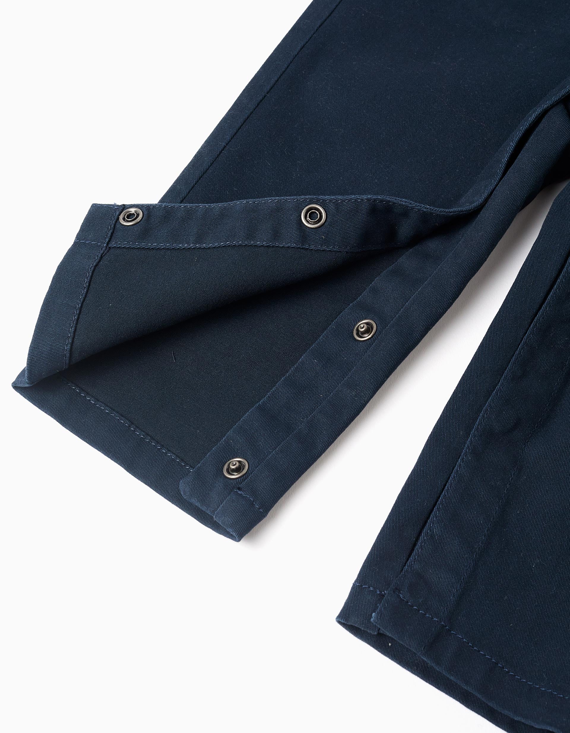 Twill dungarees with front pocket for baby boys, dark blue