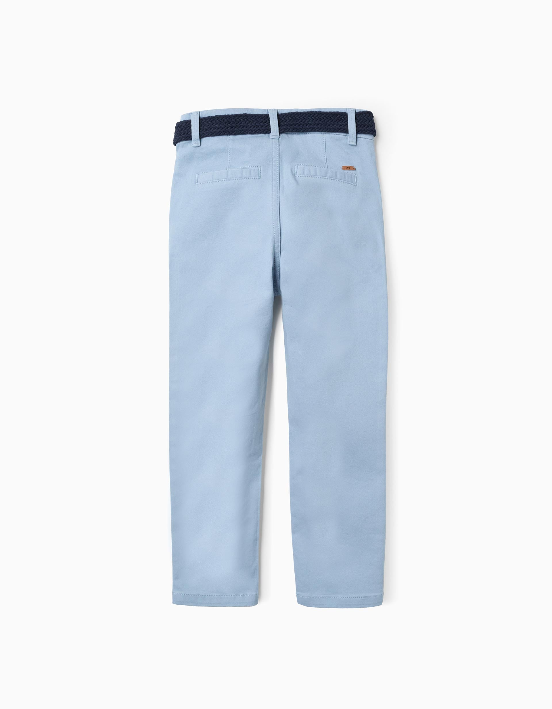 Chino Trousers in Twill with Belt for Boys 'Straight Fit', Light Blue