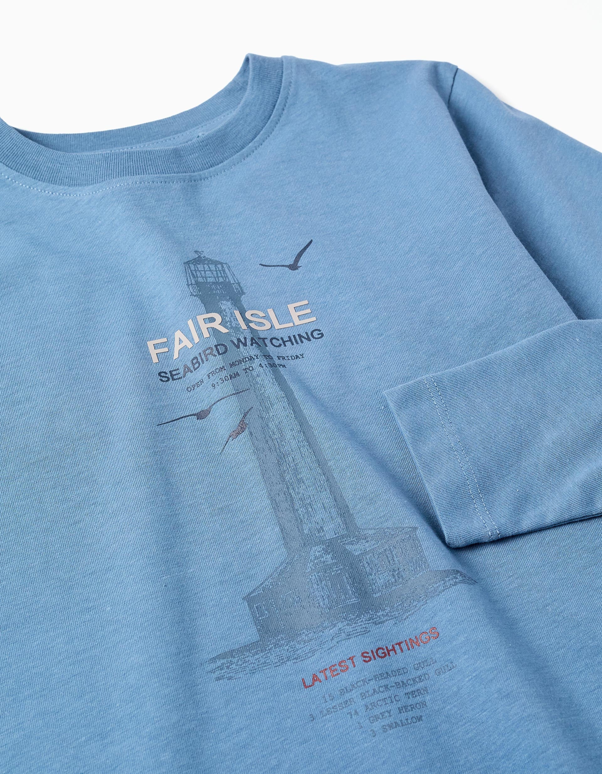 Camiseta de Manga Larga Confortable para Niño, Azul