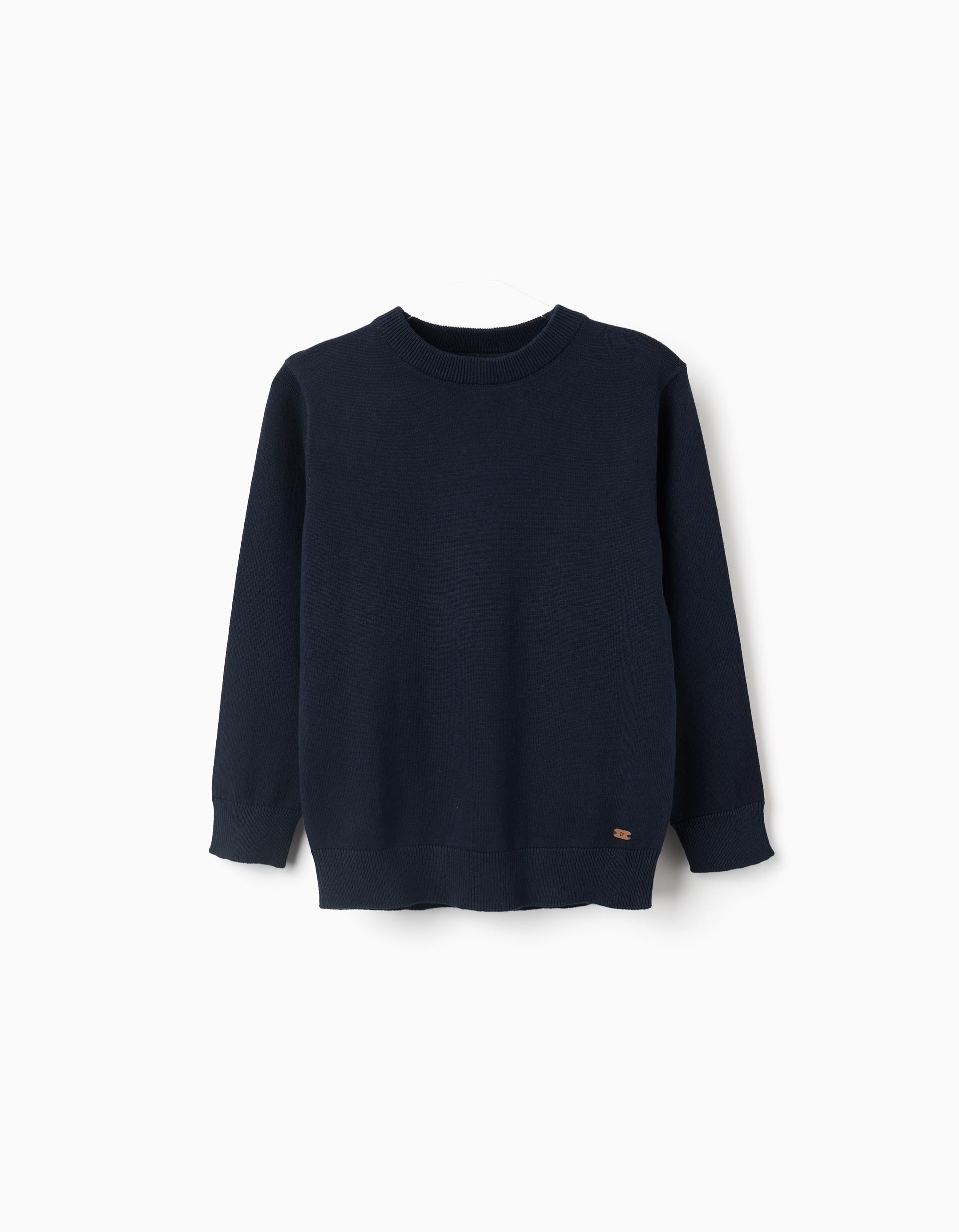 Long sleeve knitted jumper for boys, dark blue