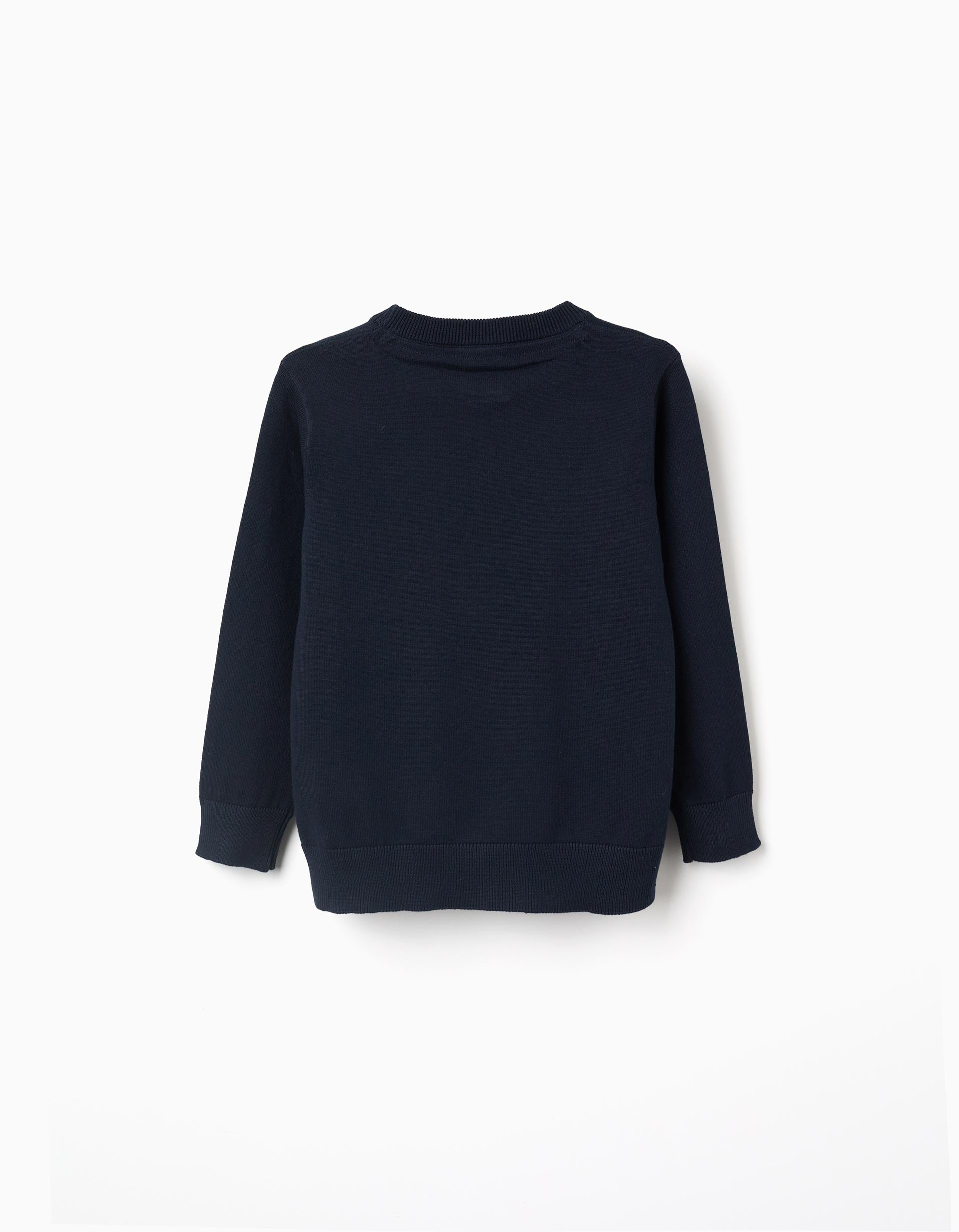 Long sleeve knitted jumper for boys, dark blue
