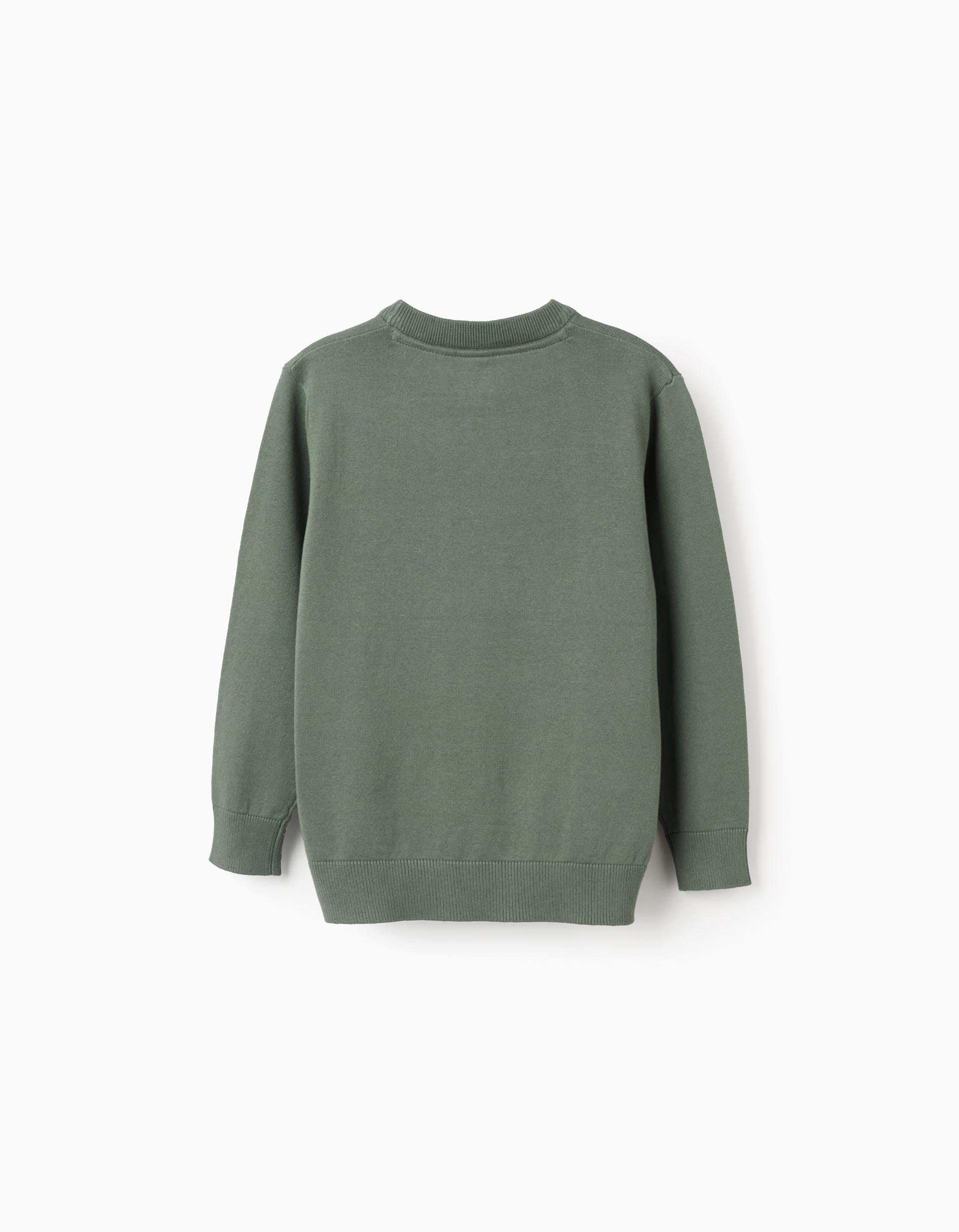 Knit jumper for boys, dark green