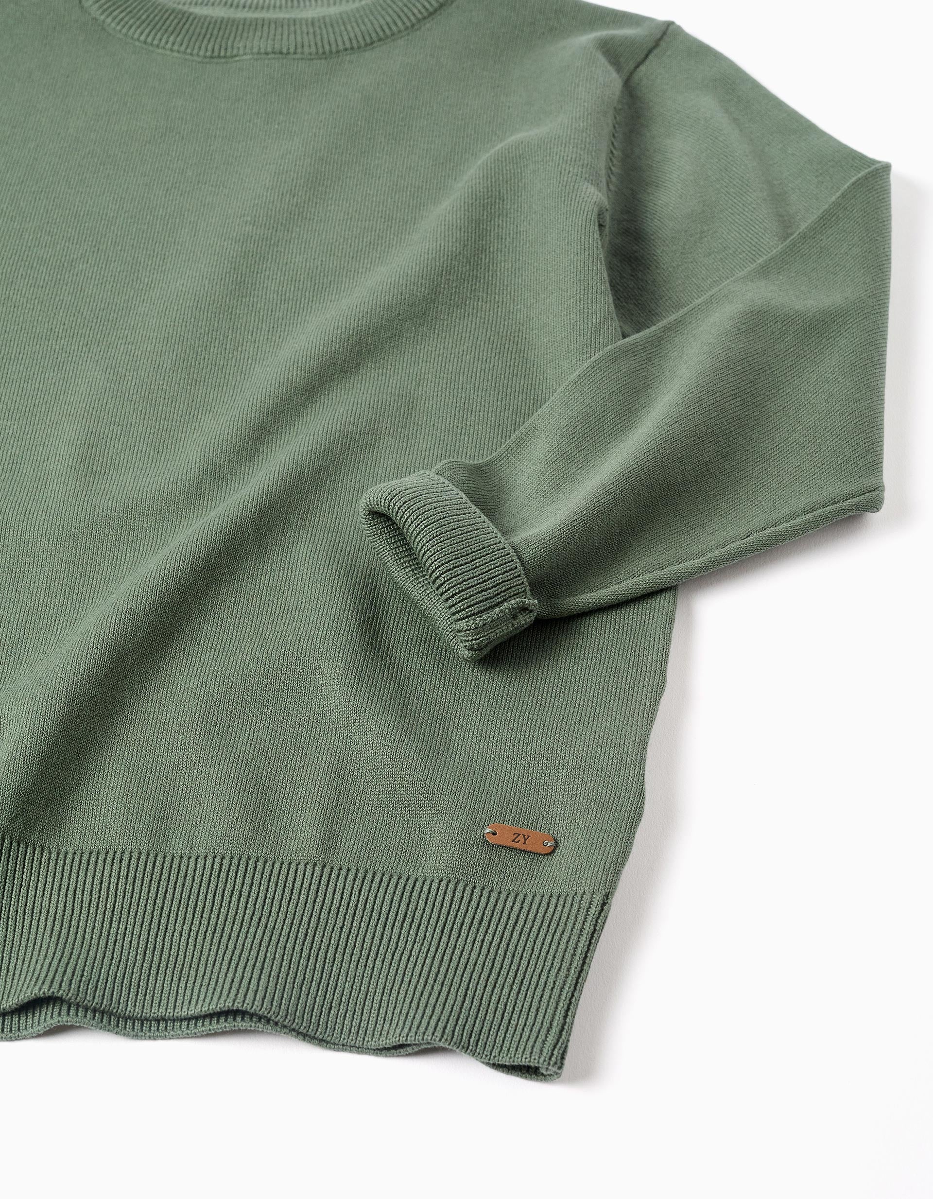 Knit jumper for boys, dark green