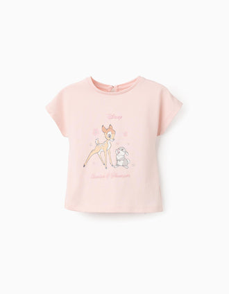 T-shirt de Algodão para Bebé Menina 'Bambi & Thumper', Rosa