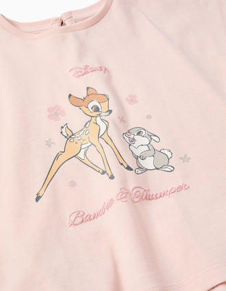 T-shirt de Algodão para Bebé Menina 'Bambi & Thumper', Rosa