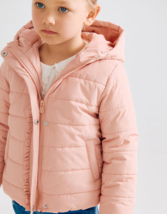 Chaqueta Acolchada con Capucha y Forro Polar para Niña, Rosa