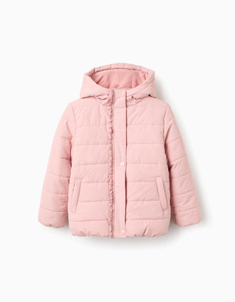 Chaqueta Acolchada con Capucha y Forro Polar para Niña, Rosa