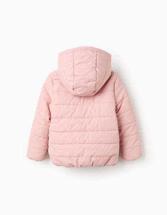 Chaqueta Acolchada con Capucha y Forro Polar para Niña, Rosa