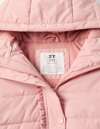 Chaqueta Acolchada con Capucha y Forro Polar para Niña, Rosa