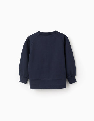 Sweat com Estampado em Relevo para Menina 'Laços', Azul Escuro