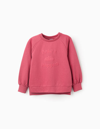 Sweat com Estampado em Relevo para Menina 'Bake it', Rosa
