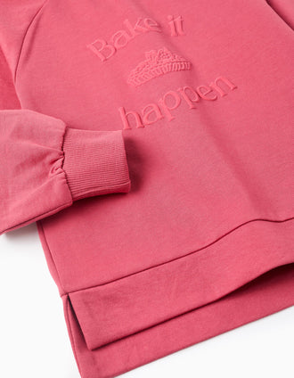 Sweat com Estampado em Relevo para Menina 'Bake it', Rosa