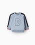Sweat de Algodão com Mangas Raglan para Bebé Menino 'B', Azul