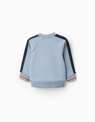 Sweat de Algodão com Mangas Raglan para Bebé Menino 'B', Azul