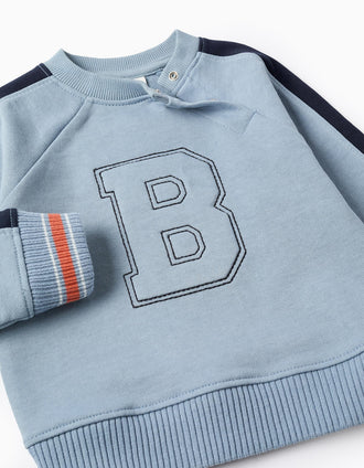 Sweat de Algodão com Mangas Raglan para Bebé Menino 'B', Azul