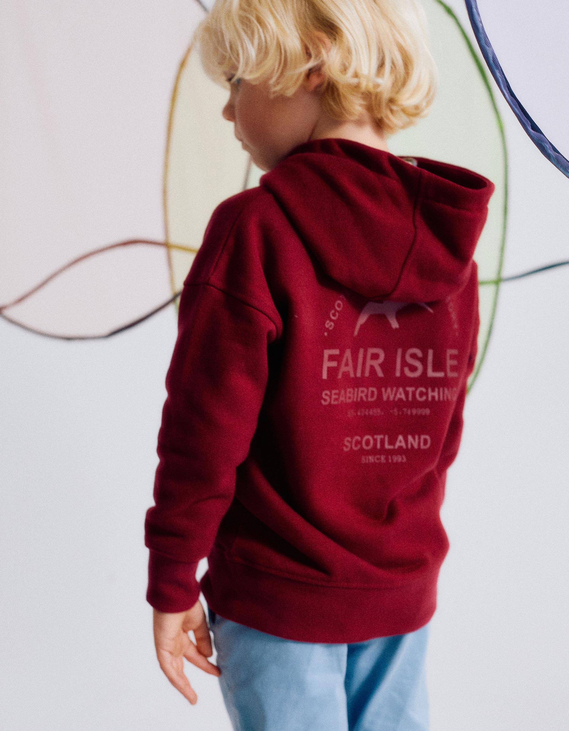 Brushed cotton hooded sweatshirt for boys, dark red