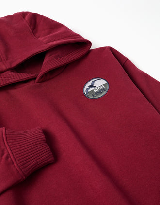 Sweat de algodão cardada com capuz para menino, vermelho-escuro
