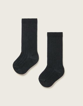 Pack 2 Pares de Medias Altas Acanaladas para Bebé Niño, Azul Oscuro