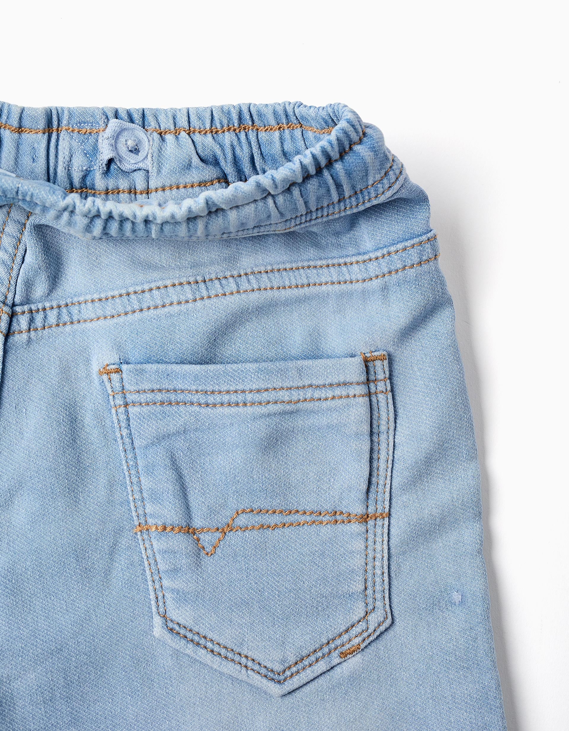 Pantalon de jogging en jean avec cordon pour garçon, bleu clair