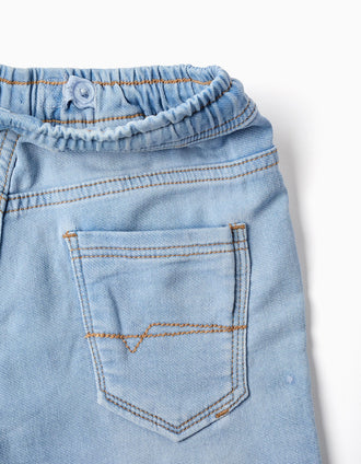 Pantalón jogger vaquero slim fit con cordón para niño, azul claro