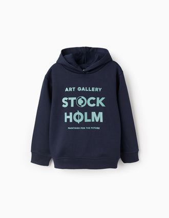 Sweat Cardada com Capuz para Menino 'Stockholm', Azul Escuro