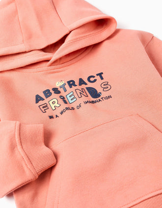 Sweat com Capuz e Estampado 'Abstract Friends' para Bebé Menino, Laranja