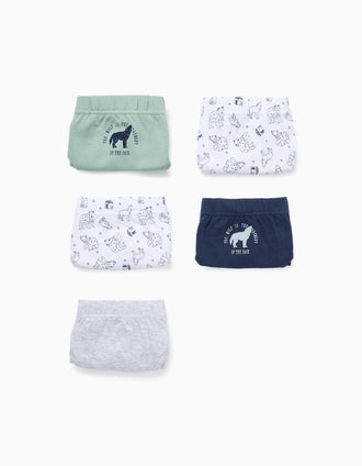 Pack 5 Cuecas para Menino 'Lobos & Ursos', Multicolor