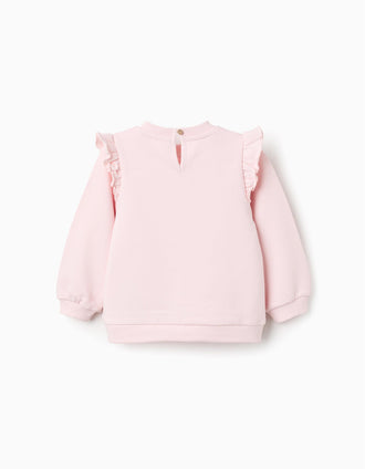 Sweat de Algodão com Folhos para Bebé Menina 'Marie', Rosa