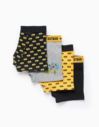 Pack 4 Boxers para Menino 'Batman', Preto/Amarelo/Cinza