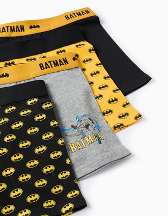 Pack 4 Boxers para Menino 'Batman', Preto/Amarelo/Cinza