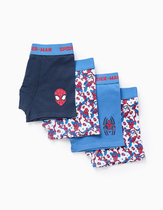 Pack 4 Boxers para Menino 'Spiderman', Azul/Branco/Cinza