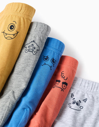 Pack of 5 Briefs for Boys 'Monsters of Emotions', Multicolour