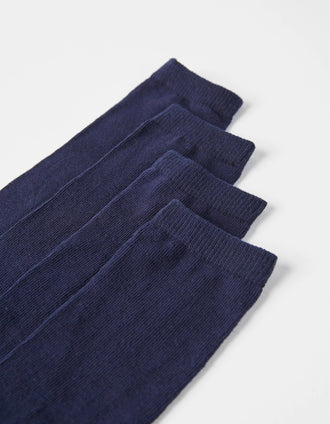 Pack 2 Paires de Chaussettes Montantes Unies pour Garçon, Bleu Foncé