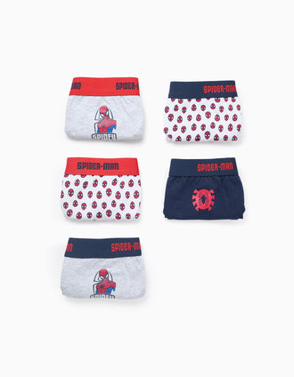 Pack 5 Cuecas para Menino 'Spiderman', Azul/Branco/Cinza