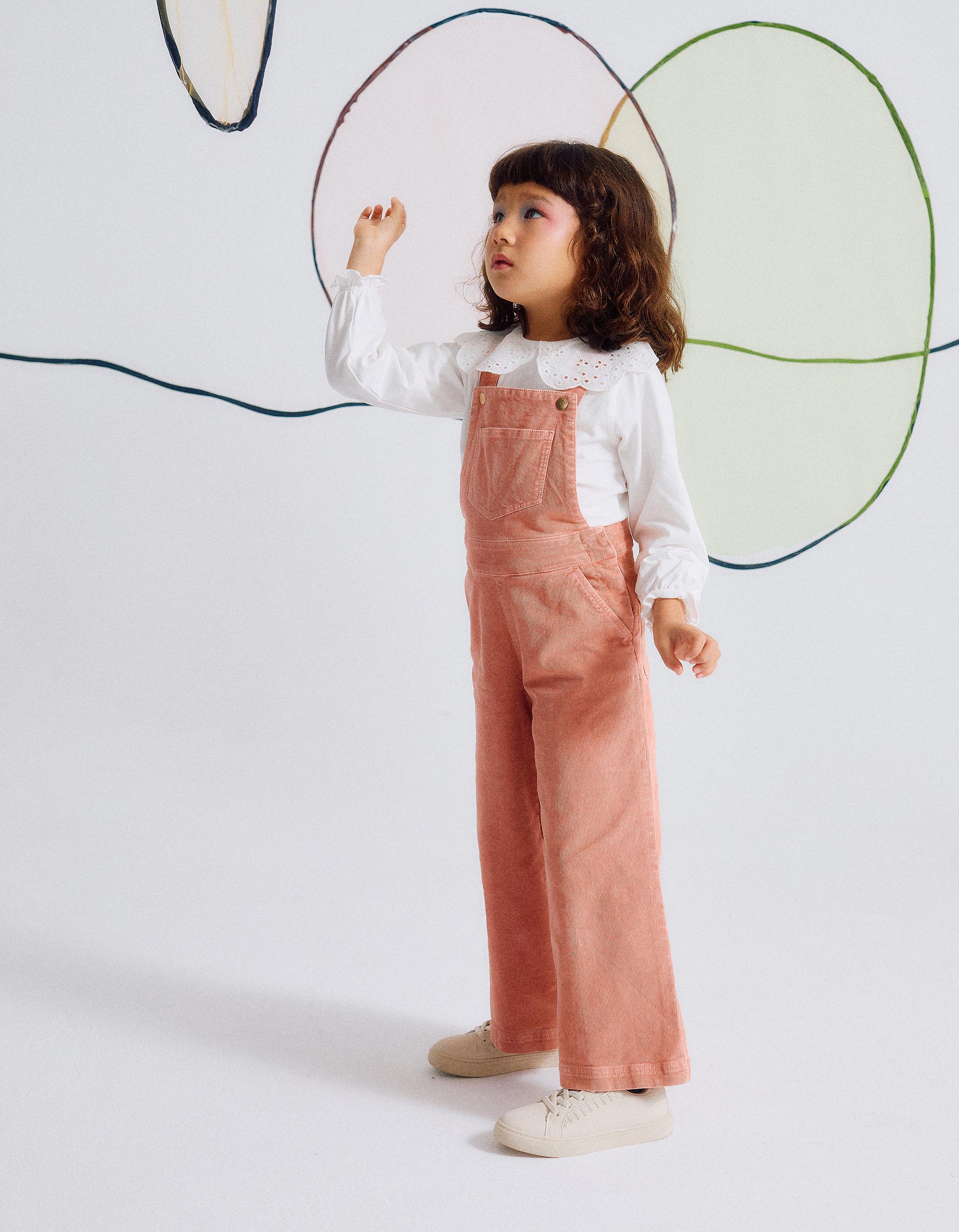 Wide Leg Corduroy Overalls for Girls, Pink