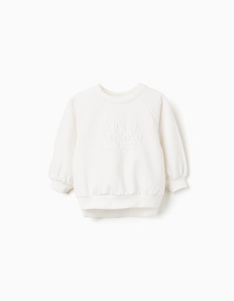 Sweat de Algodão com Estampado Cupcake em Relevo para Bebé Menina, Branco