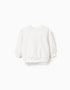 Cotton Sweatshirt Embossed Cupcake Print for Baby Girls, White