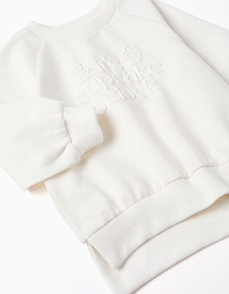 Sweat de Algodão com Estampado Cupcake em Relevo para Bebé Menina, Branco