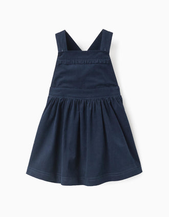 Corduroy Pinafore Dress with Ruffles for Baby Girls, Dark Blue