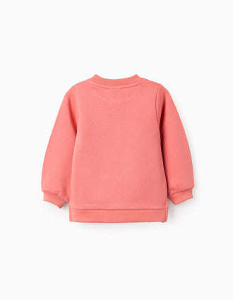Sweat Cardada com Estampado para Bebé Menina 'Círculo', Coral