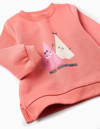 Sweat Cardada com Estampado para Bebé Menina 'Círculo', Coral