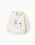 Brushed Hooded Sweatshirt for Baby Girls 'Shapes', Beige