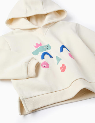 Sweat Cardada com Capuz para Bebé Menina 'Formas', Bege