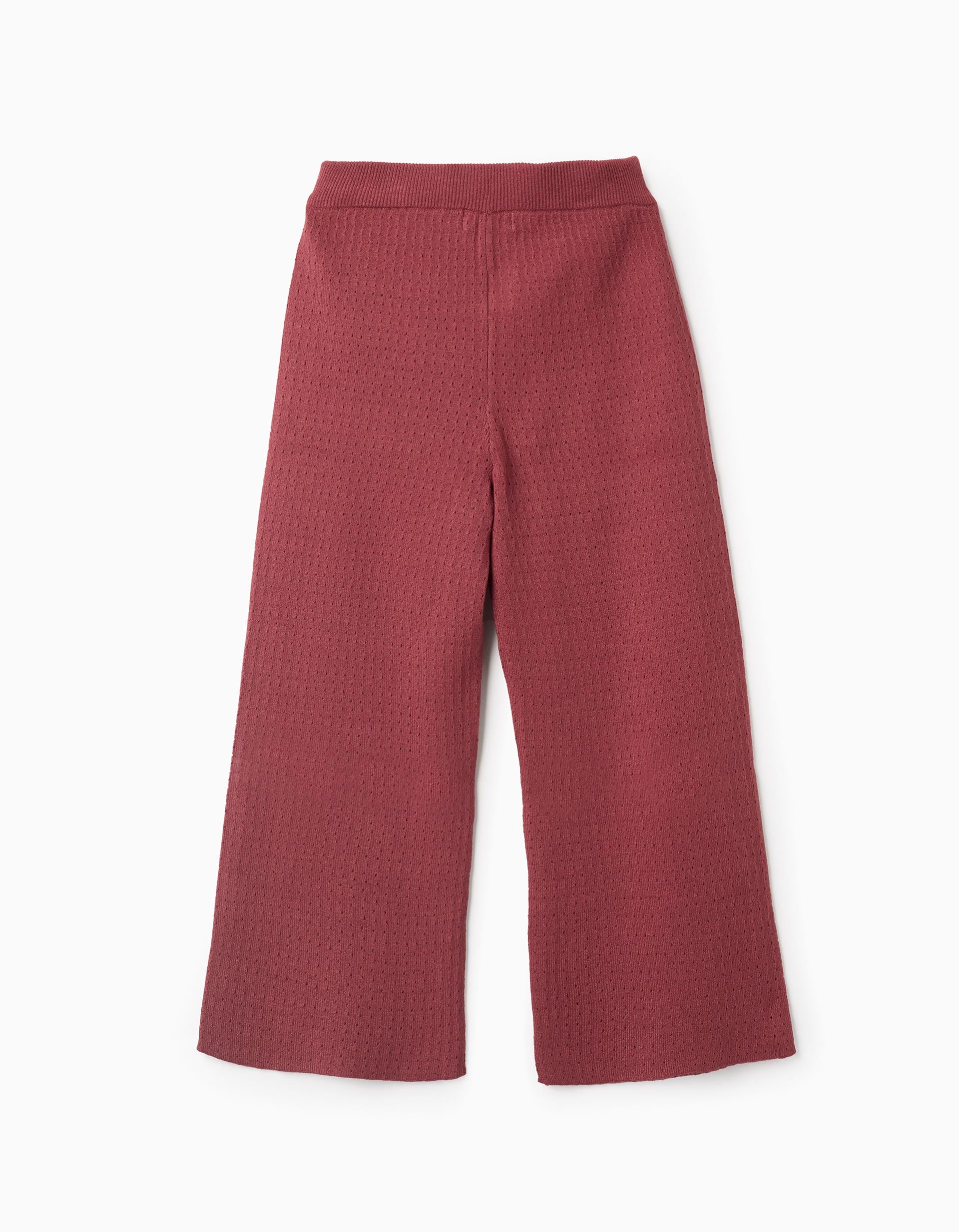 Pantalon en maille ajourée à jambe large pour fille, bordeaux