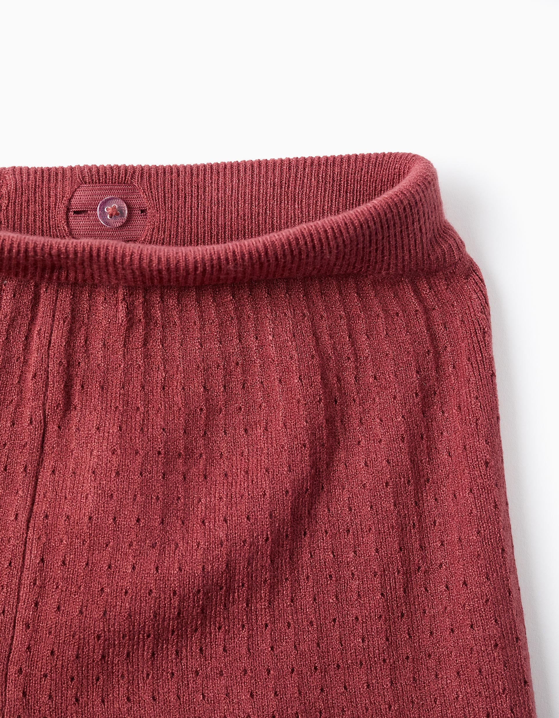 Pantalon en maille ajourée à jambe large pour fille, bordeaux