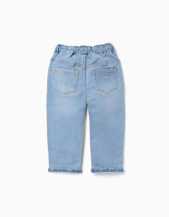 Pantalón jogger vaquero slim fit con cordón para bebé niño, azul claro