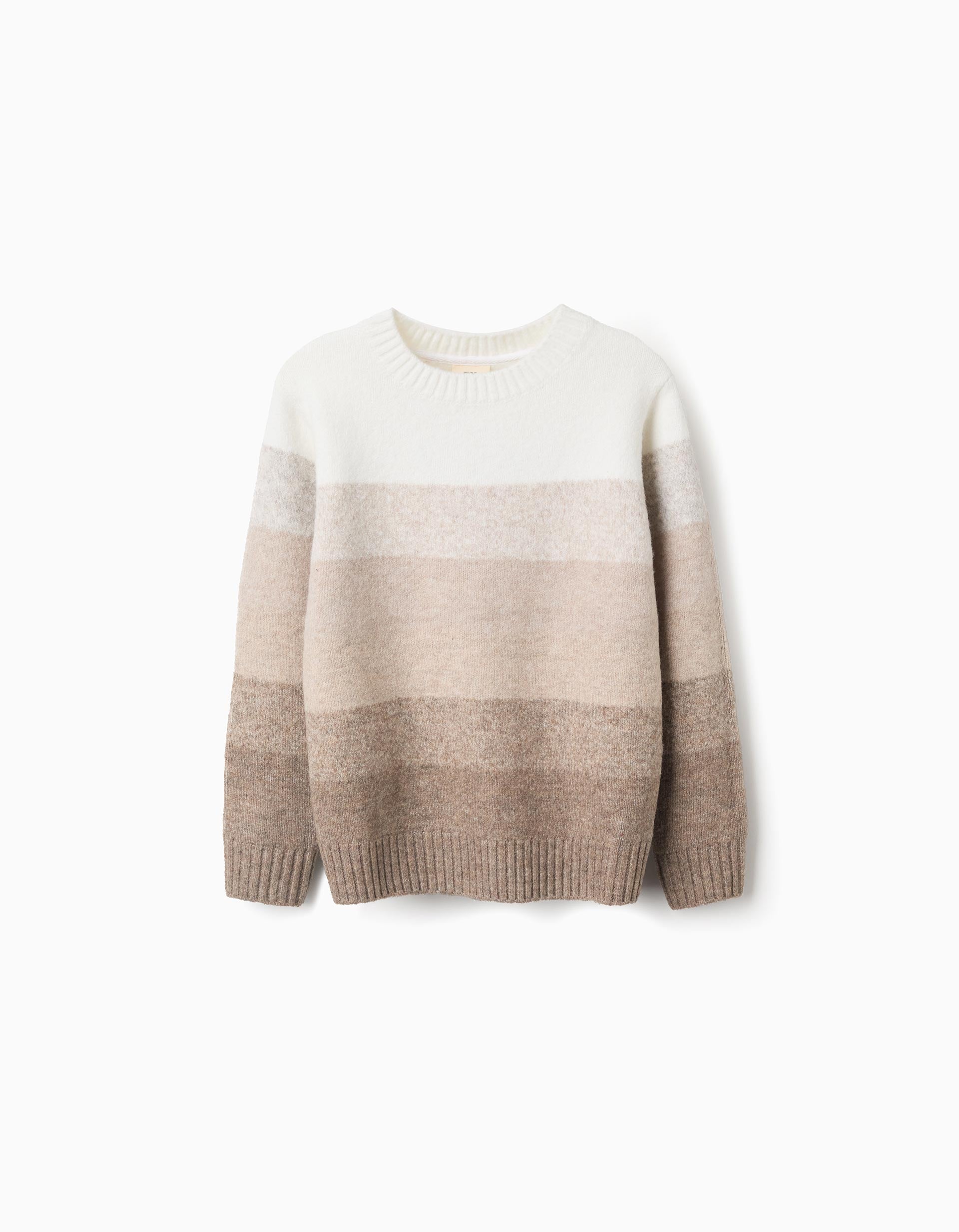 Degradé knitted jumper for boys, beige/white